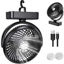 ZEBRE Portable Battery Camping Fan with LED Lantern - Rechargeable 5000mAh Battery Operated USB Desk Fan Kit with Hanging Hook for Tent Car