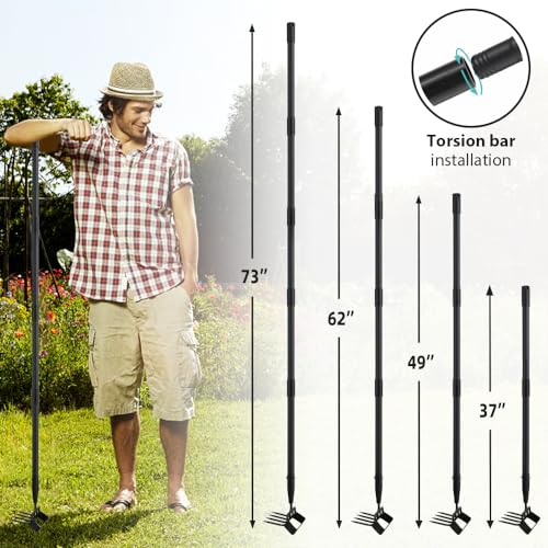 Upgraded Hula Hoe and Garden Hoe, Stirrup Hoe with Adjustable Handle for Weeding,Digger,loosening Soil,Metal Garden Cultivator Hula Hoe with Rake Tiller Cultivator (30-73 Inch)