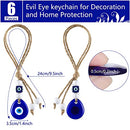 6 Pieces Blue Evil Eye Beads Ornaments Glass Evil Eye Hanging Ornaments Turkish Blue Evil Eye Beads Charms with Rope Decorative Evil Eye Pendants for Home Farmhouse Wall Crafts Decorations