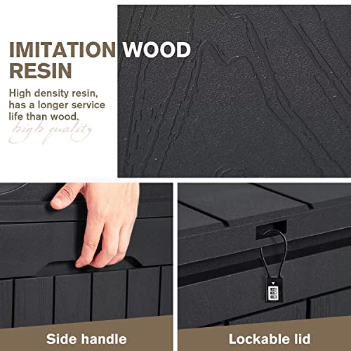 JUMMICO 31 Gallon Resin Deck Box Waterproof Indoor Outdoor Storage Boxes for Patio Furniture Cushions, Toys and Garden Tools