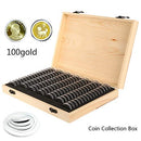 100 Grids Coin Collection Box Wooden Coins Storage Case Commemorative Coin Holder Container Protection Organizer Box