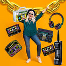 26 Pieces 80s 90s Decorations Inflatable Radio Boombox Inflatable Mobile Phone Gold Inflatable Foil Chain Balloons 80s 90s Props Retro Cassette Headphones Player Cutouts for Hip Hop Party Decoration