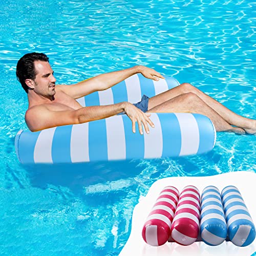 【4 Pack】 Inflatable Pool Blow Up Tanning Pool Premium Swimming Pool Float Hammock, Multi-Purpose Inflatable Hammock (Saddle, Lounge Chair, Hammock, Drifter), Water Hammock Lounge …