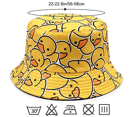 Malaxlx Rubber Duck Print Bucket Hat Beach Sun Hat Summer Travel Fishing Hat for Women Men