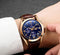 LIGE Men's Watches Elegant Luxury Analog Quartz 3ATM Waterproof Chronograph Watch for Male Fashion Casual Brown Leather Round Blue Dial Calendar Business Gents Dress Wristwatch