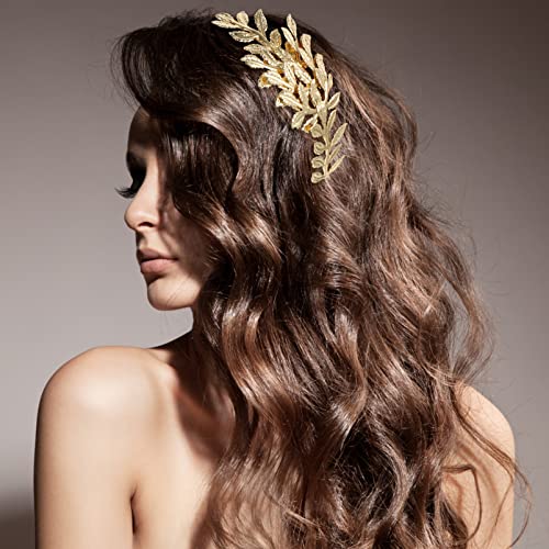 Kichvoe Greek Goddess Headpiece Crystal Rhinestone Headband Baroque Leaf Headpiece Goddess Headpiece for Women Greek Leaf for Women Birthday Laurel Leaf Headband Bride Leaf Branch Toddler