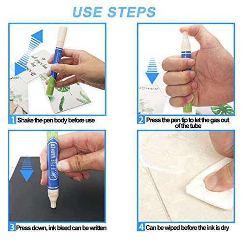 Tile Repair Pen Wall Gap Refill Grout Refresher Renew Repair Marker Bathroom Waterproof OZ (White)