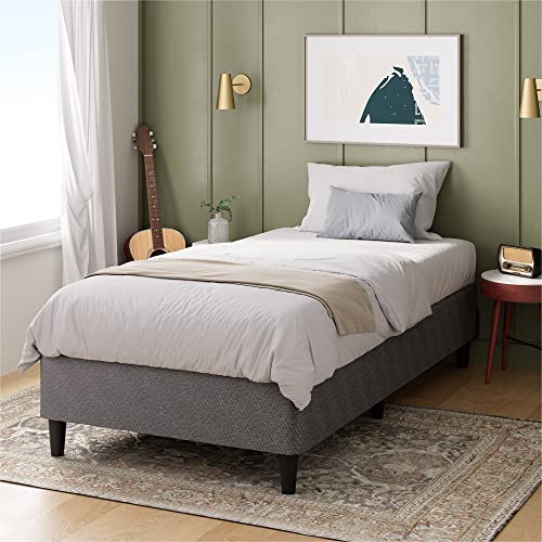 Single Bed Frame, Zinus Upholstery Bed Base Ensemble, Dark Grey