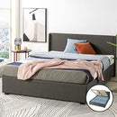 Queen Bed Frame, Zinus Fabric Upholstered Bed Base with Gas Lift Storage, Dark Grey, Bedroom Furniture