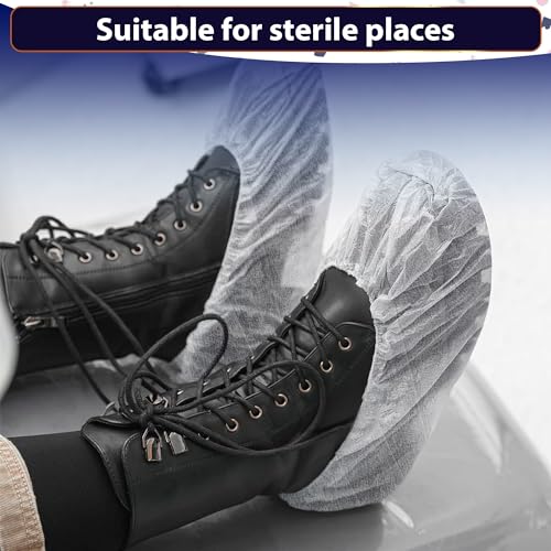 100 Pack Disposable Shoe Covers Sneaker Boot Covers White Shoe Protectors Non Slip Durable Shoe Booties Cover One size(White)