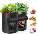 Potato Grow Bags - 2 Pack 7 Gallon Plant Grow Bags Fabric Pots with Flap Window and Handles Garden Vegetable Grow Bags Tomato Planter Bag Thickened Breathable Nonwoven Garden Container Pot