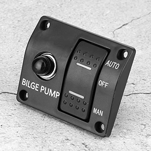 Bilge Pump Control, Long Durability Bilge Pump Switch Panel Built in Fuse Holder for 12V 24V DC Boat Bilge Pump