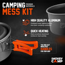 10 Pcs Smokey Camp Backpacking Cooking Set with Stove & Adapter - 3 Pots Large Medium Small 1 Large Pan 1 Stove 1 Adpater, Compact Non-Stick Camping Cookware Mess Kit, All in One Hiking Picnic Outdoor