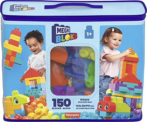 Mega BLOKS Bigger Building Bag Building Set with 150 Big and Colorful Building Blocks, and 1 Storage Bag