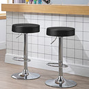 Giantex 2 Pack Bar Stools, Pub Swivel Barstool Height Adjustable, Armless Counter Height Bar Chairs w/PU leather, 360° Rotation, Modern Sleek Style Kitchen Counter Stools, Dining Chairs (2, Black)