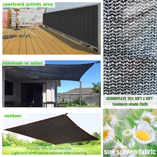 UCINNOVATE Sunblock Shade Cloth 70% Shade Net Greenhouse Covers 10ft x 10ft Fabric Mesh Tarp Sunshade Sunscreen UV Resistant Netting with Grommets for Garden Patio Lawn Plant Parking Yard or Kennel