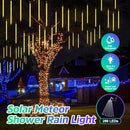 LED Solar Meteor Shower Rain Drop String Warm Lights Xmas Falling Star Tree Decor Night Outdoor Christmas Garden Waterproof