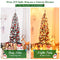 Costway 180cm Snow Flocked Prelit Christmas Tree, Premium Hinged Artificial Xmas Full Tree with 350 Warm White LED Lights, Solid Metal Stand, Easy Assembly, Classic Pencil Tree Holiday Decoration