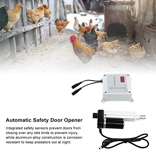 Auto Chicken Coop Door Opener 12VDC Timing Photosensitive Automatic Chicken Cage Door Opener Closer Remote Control Kit(US Plug)