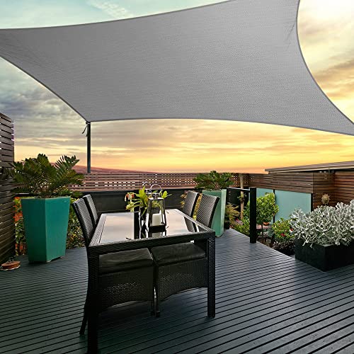 Instahut Shade Sail Rectangle 3 x 5m Sunshade Cloth Shadecloth Sun Block Outdoor Marquee Canopy Shelter Cover for Beach Pool Patio Backyard Lawn Garden Carport Fence Greenhouse, Grey 98% UV Blockage