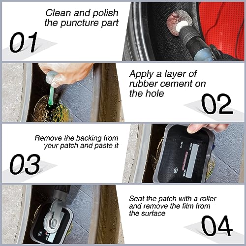Zhengmy 40 Pieces Tire Patches 2.56 x 3.15 Inches, 3.15 x 4.7 Inches Tire Patch Tire and Tube Patch Tire Repair Tools Tire Patches Kit for Bike Motorcycle Vehicle Puncture Repair (Rectangle)