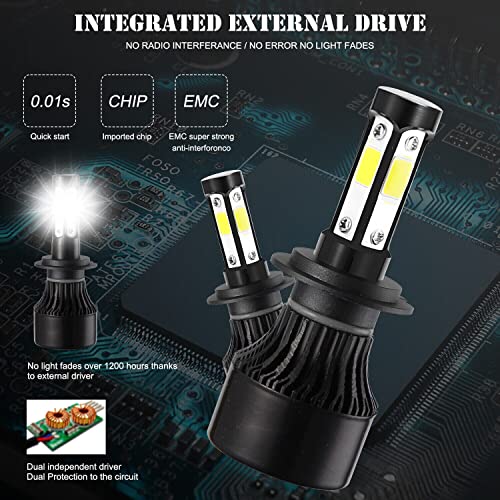 H7 Car LED Headlight 200W 20000LM Globe Bulbs Kit 6500K Xenon White Beam Lamp