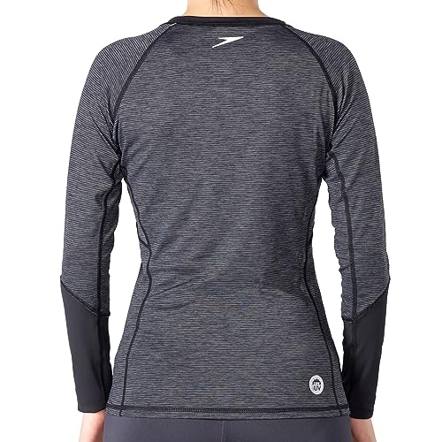 Speedo Women's UPF 50+ Rash Guard Long Sleeve SwimShirt, Water Beach Surf Swim Shirts, UV/Sun Protection Swimwear - XXS Grey