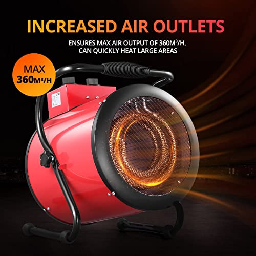 Maxkon 2in1 3000W Industrial Fan Heater Electric Portable Hot Air Blower Carpet Dryer for Warehouse Shed Workshop SAA,Red Design