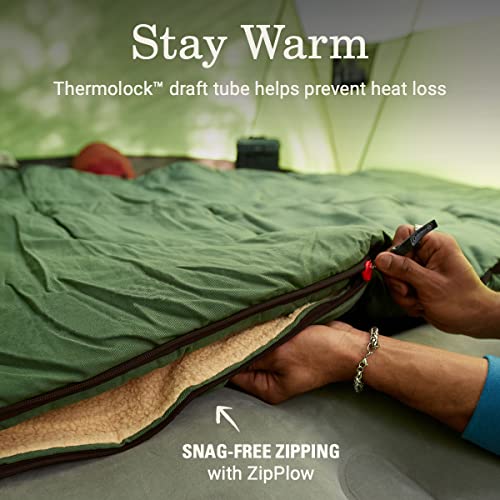 Coleman Big Game 0°F Big & Tall Sleeping Bag, Made from 100% Recycled Material, Cold Weather Adult Sleeping Bag with Sherpa Lining, Fits Campers up to 6'5"