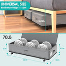 Underbed Storage with Wheels 2-in-1Under Bed Drawers Storage Containers,50L Large Capacity Rolling Under Bed Storage with Lid,Bedroom Storage Organizer for Clothes,Shoes,Toys,Books,Blankets Gray-1Pack