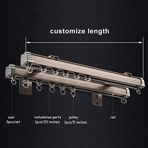 zshine Curtain Double Tracks Ceiling or Wall Mounting Heavy-Duty Curtain Rails for Living Room Bedroom Room Divider(white，56-64inches)