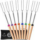 Zulay (8 Pack) Long 32 inch Marshmallow Roasting Sticks Extendable Design - Stainless Steel Smores Skewers for Camping, Bonfire, Fireplace - Extendable & Retractible Telescoping Marshmallow Sticks