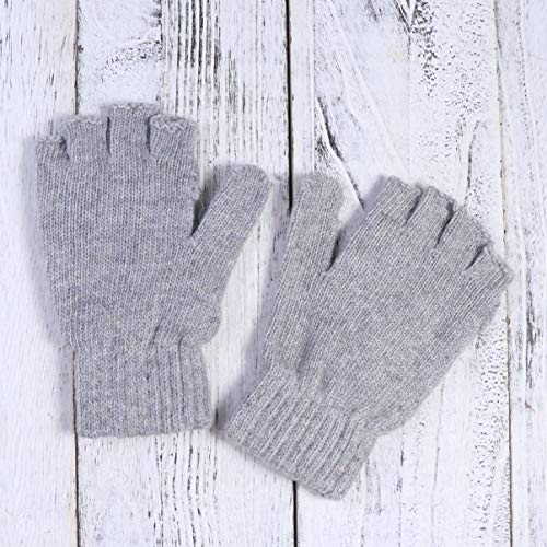 SOLUSTRE Women's Mittens Winter Mittens Warm Half Finger Gloves for Women, Flip Knitted Mittens Convertible Fingerless Gloves (Grey) White Mittens Ladies Mittens