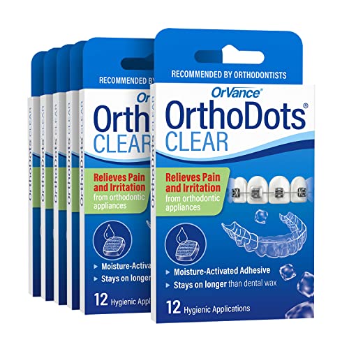 OrthoDots CLEAR – Moisture Activated, Dental Wax Alternative for Pain Caused by Braces, Clear Aligner Trays and other Orthodontic Appliances. OrthoDots Stick Better and Stay on Longer that Dental Wax.