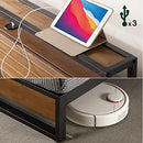 Zinus Ironline King Bed Frame with Headboard Shelf and USB Port Hub - Metal and Bamboo Wood Furniture Industrial Platform Bed