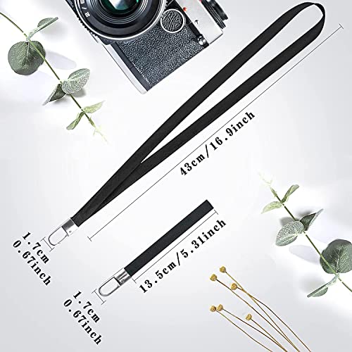 FYY Lanyards for Keys, Pack of 2 Wrist Lanyard and Neck Lanyard for ID Badges Wristlet Strap Keychain Holder Lanyard with 2 Key Rings and 2 Strings Black