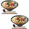 ZOOFOX Set of 2 Porcelain Ramen Noodle Bowl, 60 oz Large Soup Bowl with Chopsticks and Spoons for Udon, Soba, Pho and Asian Noodles, 9 Inch