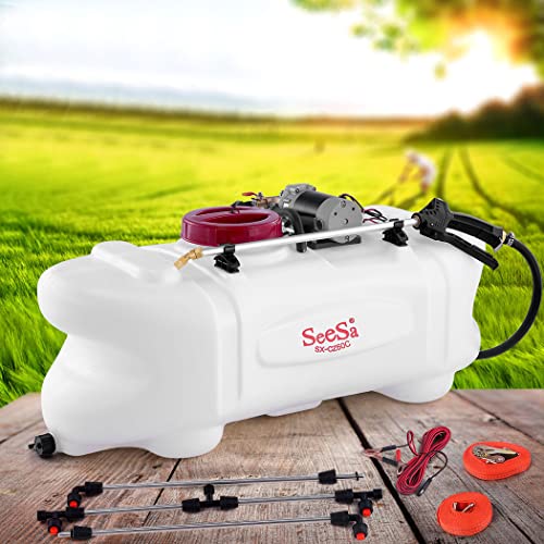 SeeSa 60LWeed Sprayer 1.5M Boom 12V Pump Tank Weed Sprayer 108Psi Self-Priming Pump 5M Hose with Adjustable Strap Farm Chemical Sprayer for Plants, Cleaning, Lawn & Garden, Agricultural Irrigation