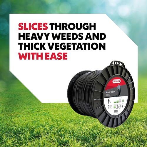 Oregon Nylium Star Shaped Strimmer Line Wire for Grass Trimmers and Brushcutters, Five Cutting Edges for Clean Finish, Professional Grade Heavy Duty Nylon, Fits Petrol Strimmers, 3.3mm-200m (‎106361E)