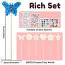 Pllieay Princess Fairy Wands Kit Include 18 Pieces 6 Styles Unfinished Wooden Princess Wand and 4 Gem Stickers Princess Art Magical Show for Party Supplies