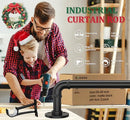 Black Curtain Rods for Windows 66 to 120, Outdoor Blackout Curtain Rod Set of 2, Wrap Around Industrial Heavy Duty Curtain Rods 2 Pack, 1 Inch Drapery Rods, Rustic Pipe Curtain Rod 72-144 Inch