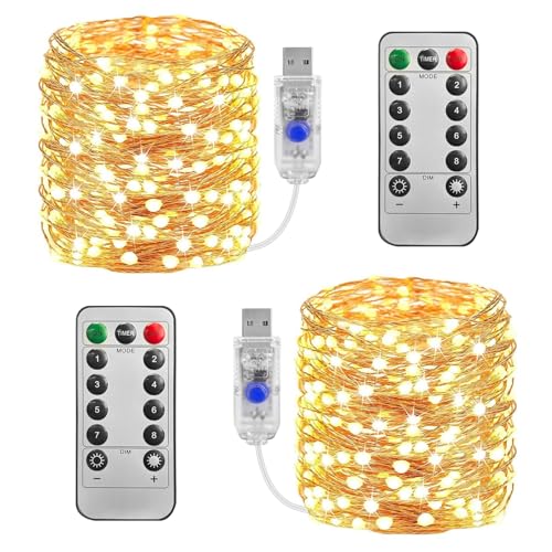 [2 Pack]TheaPro 10M/33Ft Fairy Lights USB Powered String Lights 100 Led Christmas Lights Fairy String Lights for Party Wedding Festival Bedroom Table Decoration