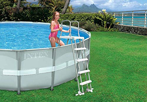 Intex 28077E Heavy Duty Deluxe Pool Ladder with Removable Steps for 52 Inch Depth Above Ground Pools