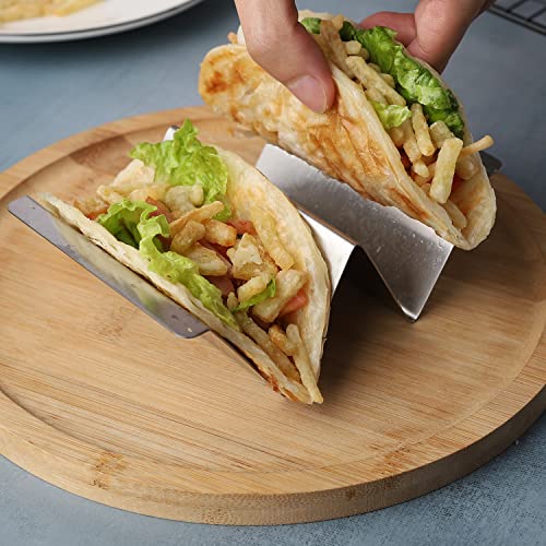 zeeooil Taco Holder Set of 4 Packs Stainless Steel Taco Holders Stand Taco Tray Shell Holders - Each Rack Holds Up to 2 Tacos - Oven, Grill & Dishwasher Safe