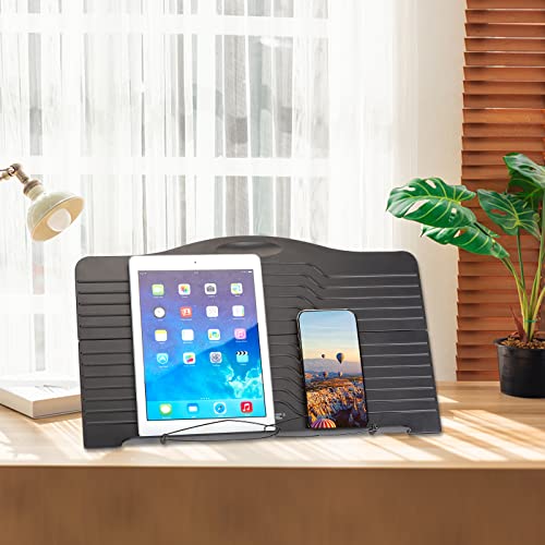 Book Stand, IMAGE Metal Book Holder with a Retaining Clip, Adjustable, Collapsible and Portable, Great for Desktops, Laptops, iPads, Cookbooks, Music Scores and Documents