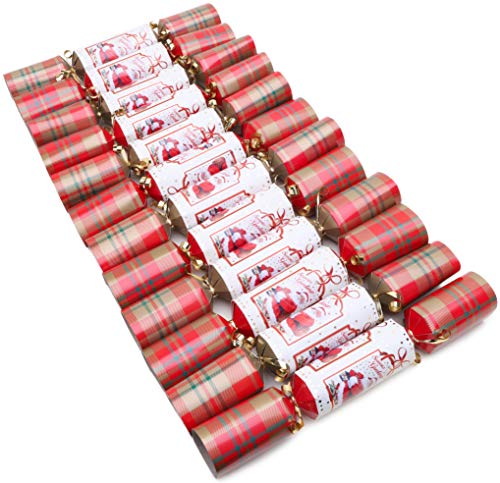 Toyland® Pack of 12 Tartan Santa Design Christmas Crackers