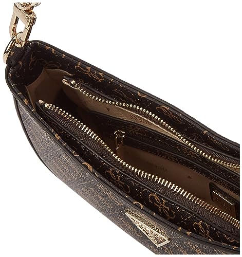 GUESS Noelle Top Zip Shoulder Bag, Brown Logo, One Size
