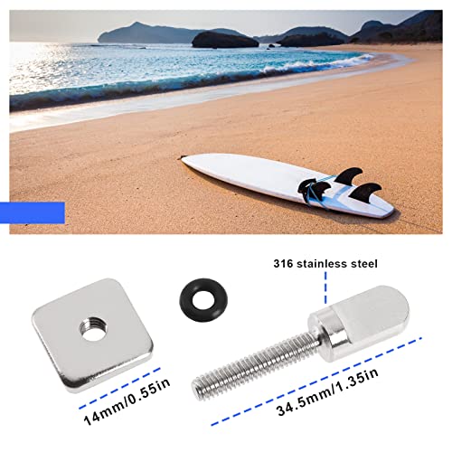 ECSiNG 8 Sets Surfboard Fin Screws 316 Stainless Steel Anti-Rust Surfboard Tail Flat Straight Brace Brackets for SUP Single Fin Paddleboard