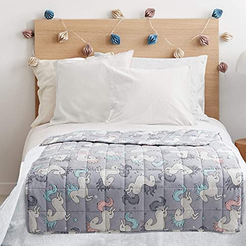 Tempcore Weighted Blanket for Kids 5lbs, Toddler Weighted Blanket 36"x48" 100% Breathable & Soft Cotton Cover (Grey,Unicorn), Kids Weighted Blanket 5 lbs Heavy Blanket, Soft Material with Glass Beads