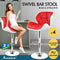 ALFORDSON Bar Stool 4Pcs Adjustable Kitchen Stools Willa Swivel Counter Barstools Red & White Dining Chair in 62-84cm Seat Height for Home Bar Dining Room